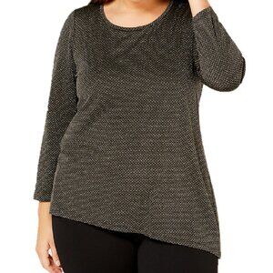 CALVIN KLEIN Metallic Textured Tunic w/Asymmetrical Hem NWT XL